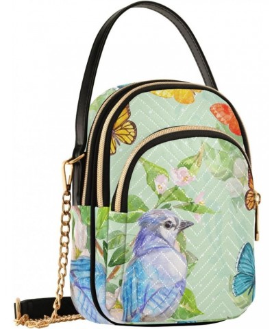 Butterflies Bird Crossbody Bag for Women Cell Phone Purse Wallet with Removable Chain Shoulder Handbag for Travel Phone Work ...