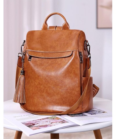 LYANYAN Backpack Purse for Women, PU Leather Anti Theft Travel Backpack Purse Shoulder Bags with Tassel Oil Wax Brown $22.67 ...