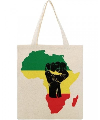 Rasta African American Afro Map Black Pride CanvasTote Bag for Women Girl Canvas Shoulder Handbags Cute Large Purse $12.64 Totes