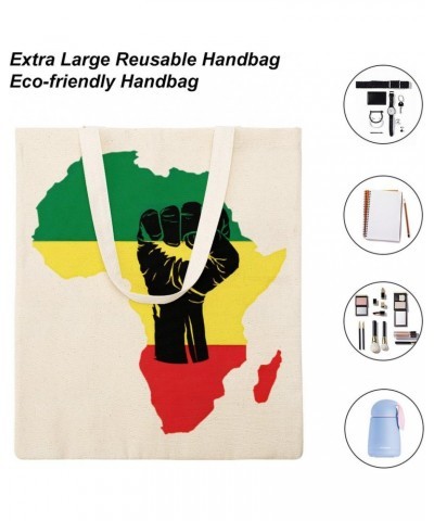 Rasta African American Afro Map Black Pride CanvasTote Bag for Women Girl Canvas Shoulder Handbags Cute Large Purse $12.64 Totes