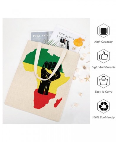 Rasta African American Afro Map Black Pride CanvasTote Bag for Women Girl Canvas Shoulder Handbags Cute Large Purse $12.64 Totes