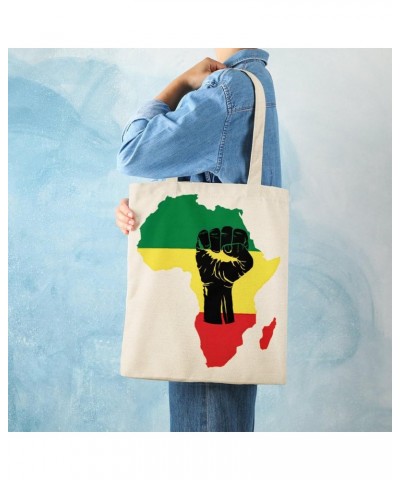 Rasta African American Afro Map Black Pride CanvasTote Bag for Women Girl Canvas Shoulder Handbags Cute Large Purse $12.64 Totes