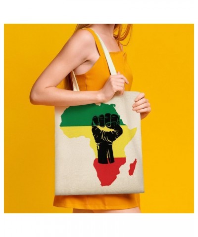 Rasta African American Afro Map Black Pride CanvasTote Bag for Women Girl Canvas Shoulder Handbags Cute Large Purse $12.64 Totes