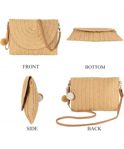 Women Beach Bag Straw Woven Shoulder Bag Crossbody Bucket Handbags Summer Handmade Hobo Purse Bamboo Handle Clutch1-khaki $17...