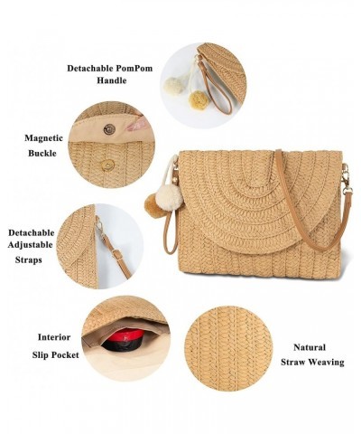 Women Beach Bag Straw Woven Shoulder Bag Crossbody Bucket Handbags Summer Handmade Hobo Purse Bamboo Handle Clutch1-khaki $17...