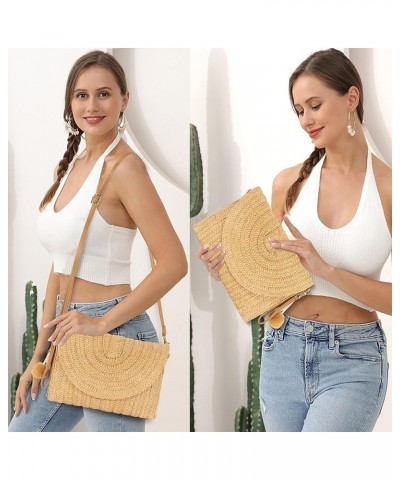 Women Beach Bag Straw Woven Shoulder Bag Crossbody Bucket Handbags Summer Handmade Hobo Purse Bamboo Handle Clutch1-khaki $17...