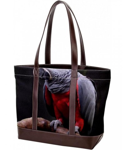 The Tote Bag For Women,Tote Bag With Zipper,Canvas Tote Bag,Animal Grey Bird Parrot Handbags $19.48 Totes