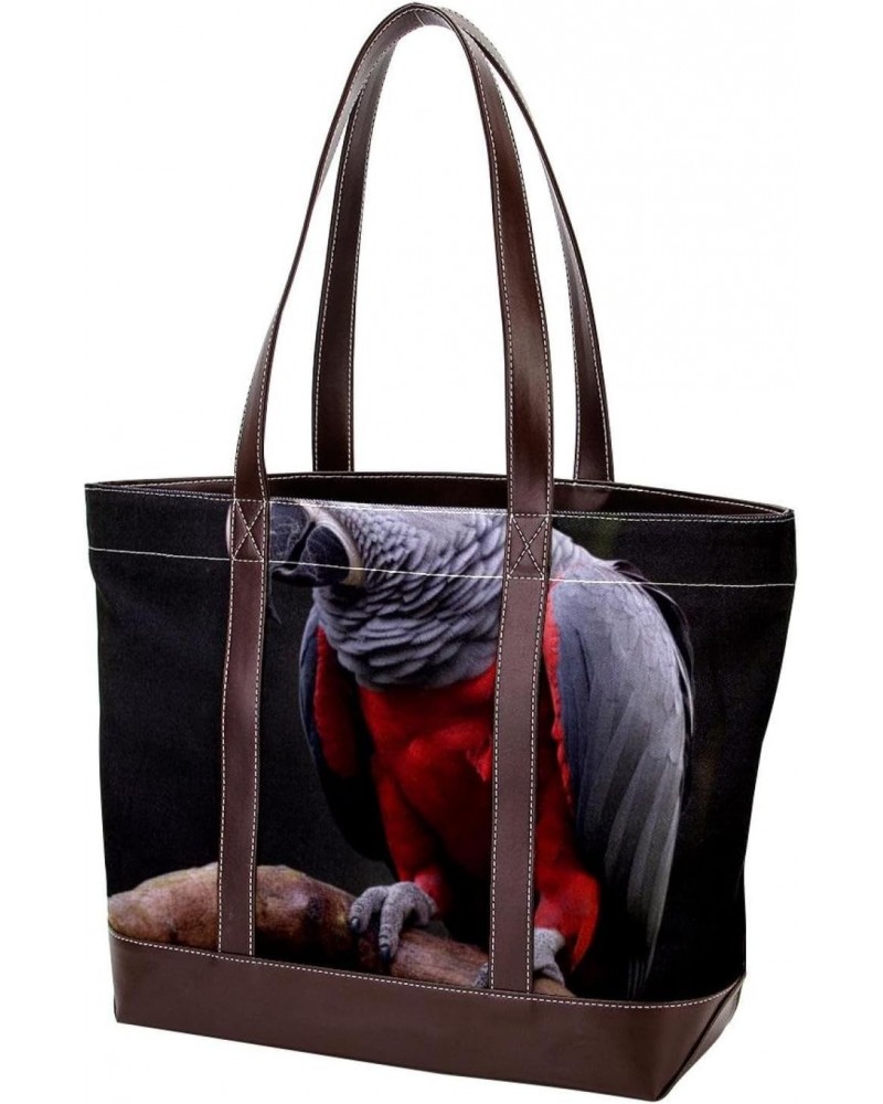 The Tote Bag For Women,Tote Bag With Zipper,Canvas Tote Bag,Animal Grey Bird Parrot Handbags $19.48 Totes