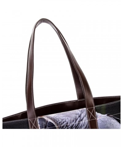 The Tote Bag For Women,Tote Bag With Zipper,Canvas Tote Bag,Animal Grey Bird Parrot Handbags $19.48 Totes