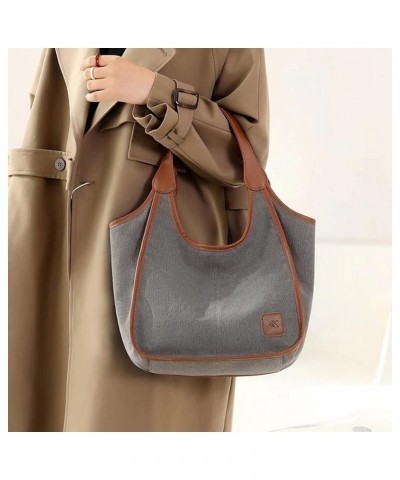 Casual Shoulder Bag for Women Large Capacity Handbag Hobo Tote Bag Canvas Satchel Retro Purse Black $16.10 Totes