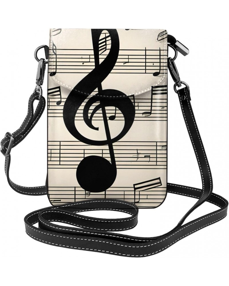 women Small Cell Phone Purse Music Note Wall picture Soft, durable and waterproof PU leather Convenient for daily use and tra...