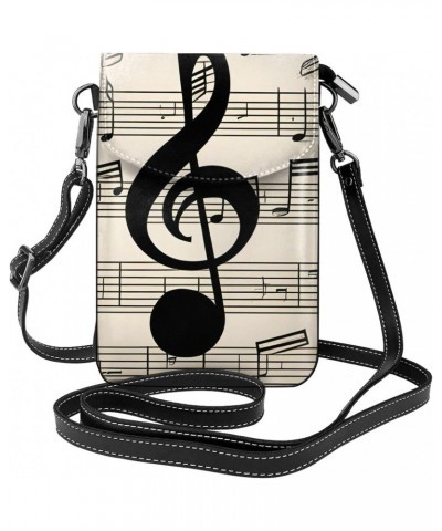 women Small Cell Phone Purse Music Note Wall picture Soft, durable and waterproof PU leather Convenient for daily use and tra...