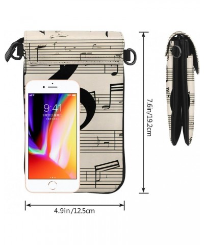 women Small Cell Phone Purse Music Note Wall picture Soft, durable and waterproof PU leather Convenient for daily use and tra...