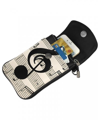 women Small Cell Phone Purse Music Note Wall picture Soft, durable and waterproof PU leather Convenient for daily use and tra...