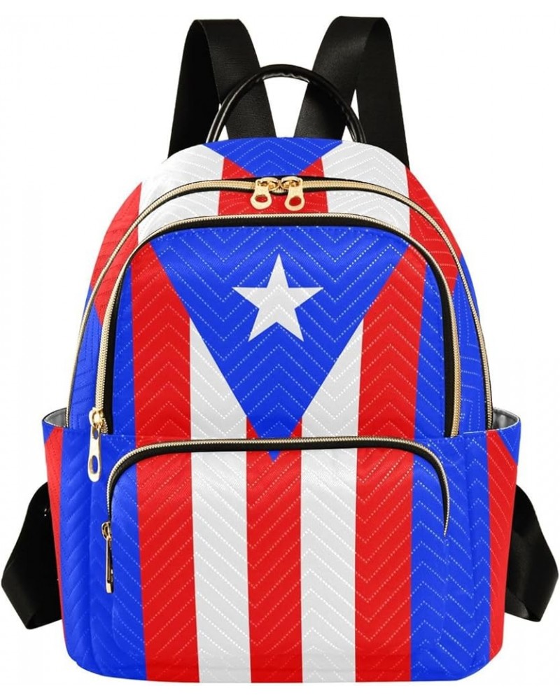 Patriot Women Backpack Flag Of Puerto Rico Anti-Theft Travel Backpack with Luggage Belt Lightweight Handbag Lady Purse Roomy ...