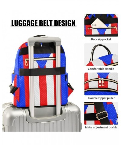 Patriot Women Backpack Flag Of Puerto Rico Anti-Theft Travel Backpack with Luggage Belt Lightweight Handbag Lady Purse Roomy ...