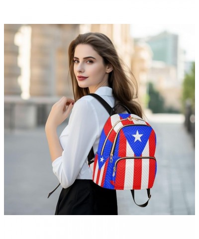 Patriot Women Backpack Flag Of Puerto Rico Anti-Theft Travel Backpack with Luggage Belt Lightweight Handbag Lady Purse Roomy ...