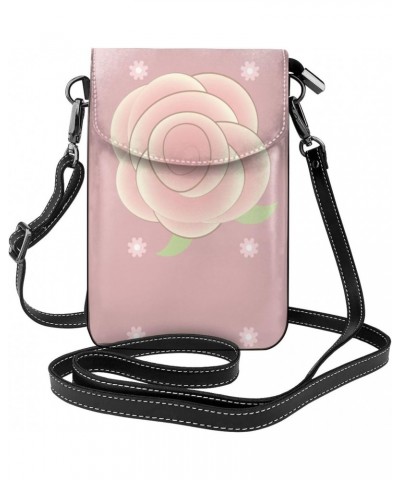 women Small Cell Phone Purse Cartoon roses picture Soft, durable and waterproof PU leather Convenient for daily use and trave...