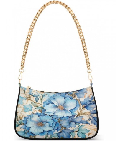 Shoulder Bags for Women Blue Flowers Floral (1) Hobo Tote Handbag Small Clutch Purse with Zipper Closure $15.80 Shoulder Bags