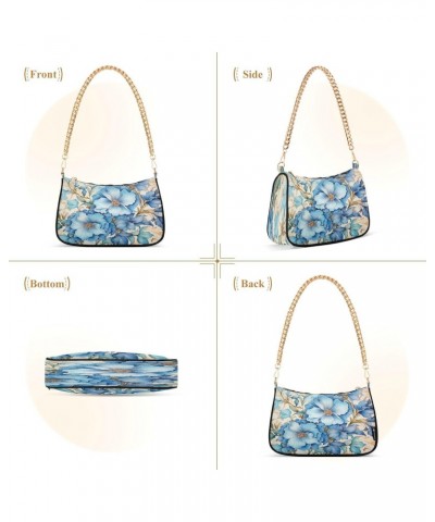 Shoulder Bags for Women Blue Flowers Floral (1) Hobo Tote Handbag Small Clutch Purse with Zipper Closure $15.80 Shoulder Bags