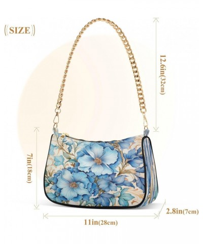 Shoulder Bags for Women Blue Flowers Floral (1) Hobo Tote Handbag Small Clutch Purse with Zipper Closure $15.80 Shoulder Bags