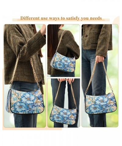 Shoulder Bags for Women Blue Flowers Floral (1) Hobo Tote Handbag Small Clutch Purse with Zipper Closure $15.80 Shoulder Bags