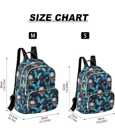 Sugar Skull Blue Butterfly Backpack for Women Fashion Shoulder Bags Small Casual Daypack Travel Bag S 202a5061 S(10.23"x5.11"...