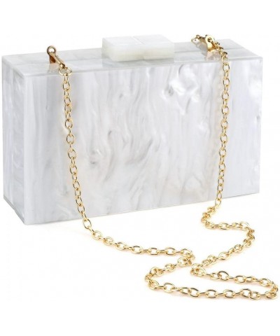 Acrylic Clutch and Purse for Women Box Handbag Evening Bag Shoulder Crossbody Bag for Wedding Party with Chain White $10.66 E...