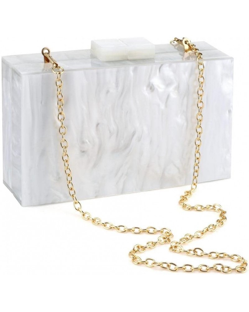 Acrylic Clutch and Purse for Women Box Handbag Evening Bag Shoulder Crossbody Bag for Wedding Party with Chain White $10.66 E...