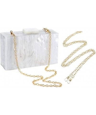 Acrylic Clutch and Purse for Women Box Handbag Evening Bag Shoulder Crossbody Bag for Wedding Party with Chain White $10.66 E...