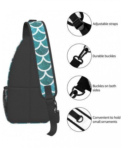 Glitter Fish Scales Sling Bag Crossbody Travel Hiking Chest Backpack Shoulder Daypack for Women Men $17.10 Crossbody Bags