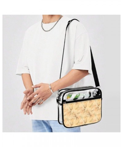 Brown Retro Dragonfly Clear Crossbody Shoulder Purse Bag for Men Women, Stadium Clear Messenger Bag Style $10.25 Crossbody Bags