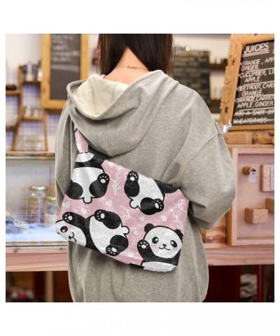 Cute Cartoon Panda Tote Handbags for Women Ultra Soft Fluffy Shoulder Bag with Zipper Fashion Durable Satchel Bag for Office ...