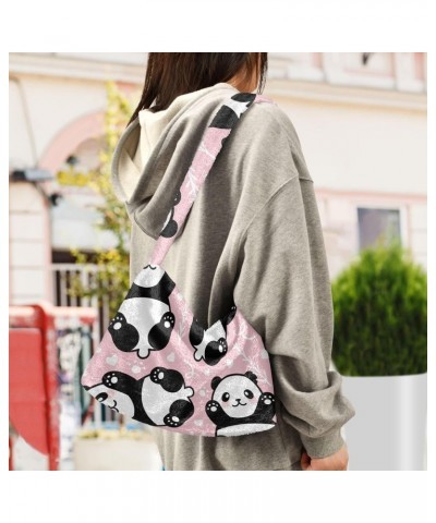 Cute Cartoon Panda Tote Handbags for Women Ultra Soft Fluffy Shoulder Bag with Zipper Fashion Durable Satchel Bag for Office ...