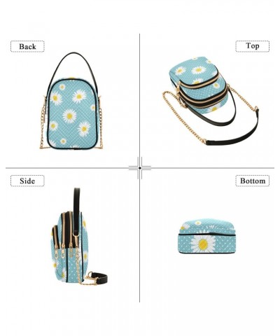 Daisy and Dots on Blue Womens Sling Backpack Crossbody Chain Shoulder Bags Waist Packs Multipurpose Handbags for Travel Shopp...