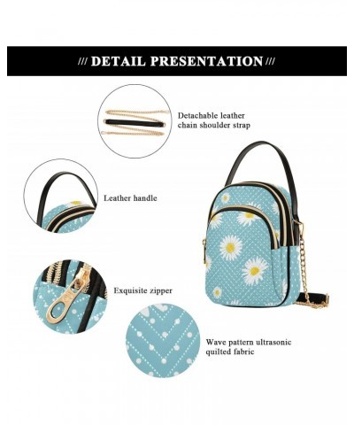 Daisy and Dots on Blue Womens Sling Backpack Crossbody Chain Shoulder Bags Waist Packs Multipurpose Handbags for Travel Shopp...