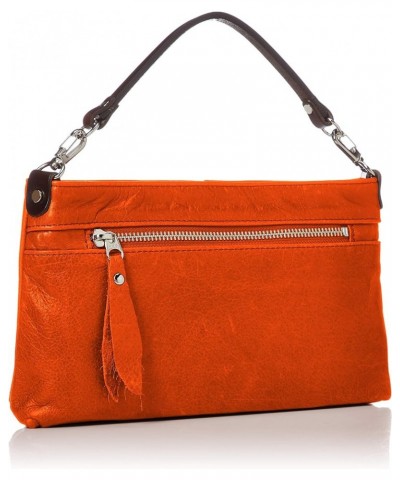 Soft Leather 2-Way Thin Shoulder Pouch Orange $31.98 Shoulder Bags