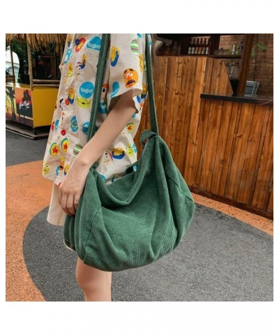 Corduroy Tote Bag for Women Crossbody Bags Casual Shoulder Zipper Purse Large Gym Handbag (Brown) Green $17.75 Totes