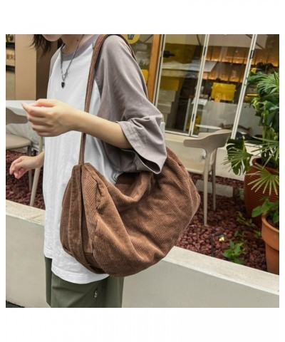 Corduroy Tote Bag for Women Crossbody Bags Casual Shoulder Zipper Purse Large Gym Handbag (Brown) Green $17.75 Totes