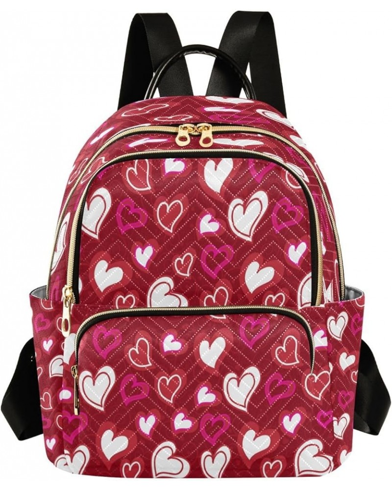 Valentine's Day Love Heart Red Women Backpack Purse Ladies Fashion Shoulder Bag Daypack Travel Bag 10L Small $20.29 Backpacks