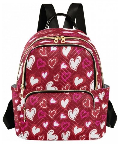 Valentine's Day Love Heart Red Women Backpack Purse Ladies Fashion Shoulder Bag Daypack Travel Bag 10L Small $20.29 Backpacks