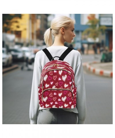 Valentine's Day Love Heart Red Women Backpack Purse Ladies Fashion Shoulder Bag Daypack Travel Bag 10L Small $20.29 Backpacks