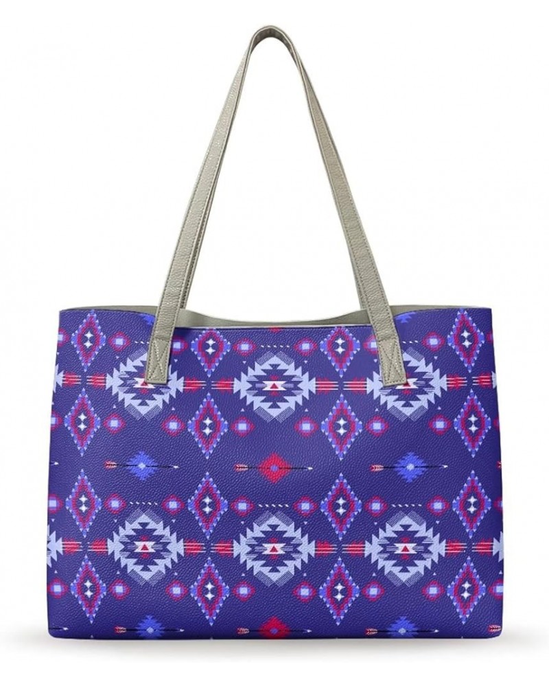 Big Capacity Leather Tote Bag for Women Top Handle Purse Bucket Handbag Aztec Tribal Print $25.00 Totes