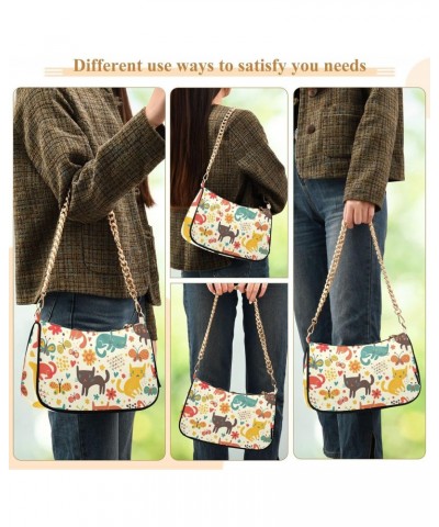 Cartoon Cute Cats Shoulder Bag for Women Chain Handbags Womens Tote Chain Bag with Zipper $12.30 Shoulder Bags