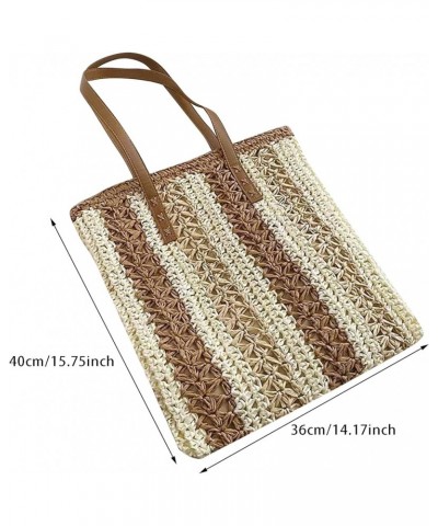 Woven Shoulder Bags for Women Casual Large Capacity Beach Tote Bag Lightweight Handbag Purse for Summer,blue Off-white $22.74...