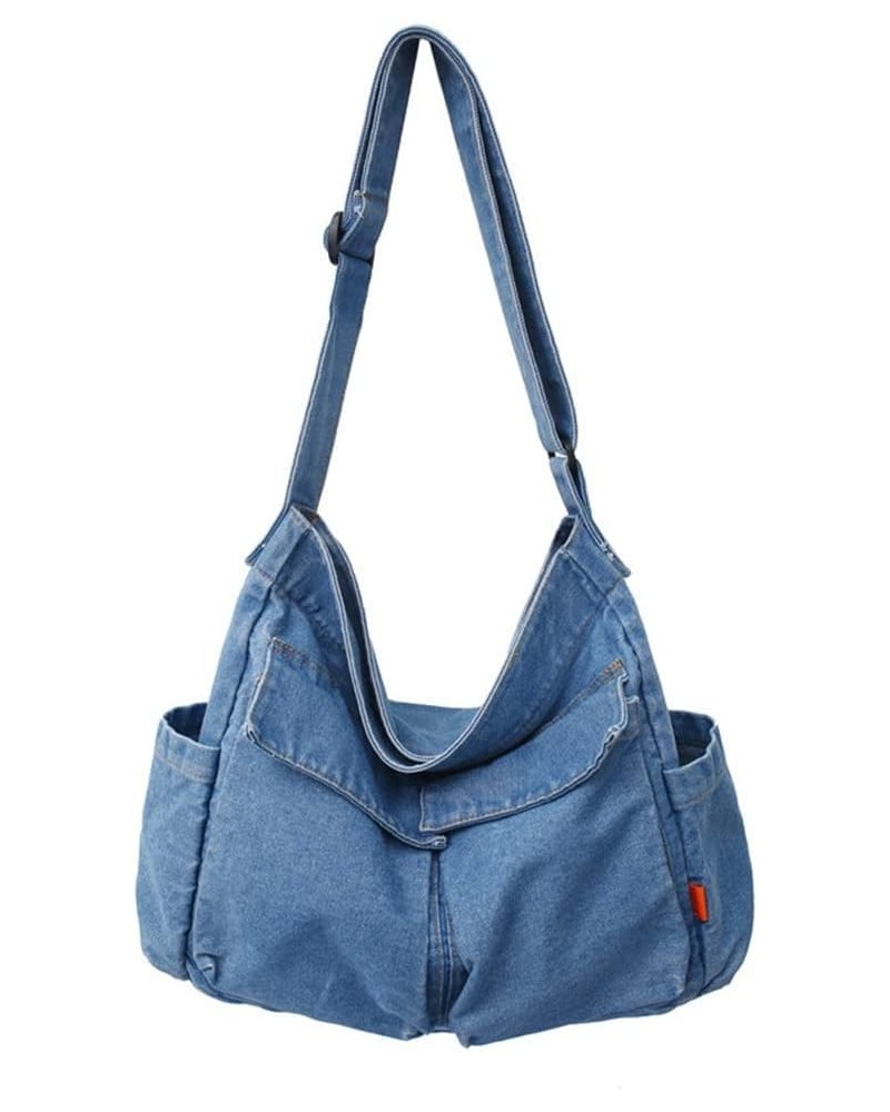 Denim Hobo Crossbody Bag for Women Large Shoulder Handbag Messenger Bag Retro Tote Bag for Casual Work Travel C-light Blue $1...