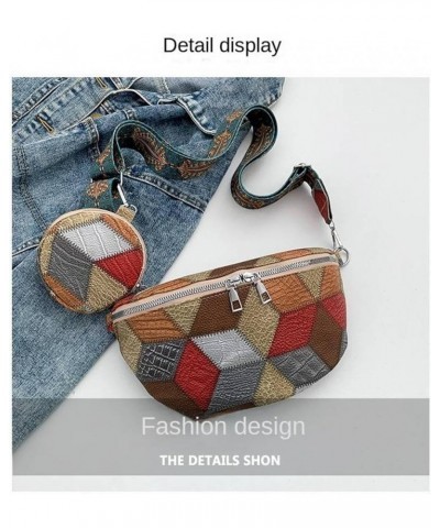 Bags For Women Korean Style Fashion Color Matching Plaid Simple Ins Shoulder Crossbody Casual Waist Bag Chest Bag Blue Gray $...