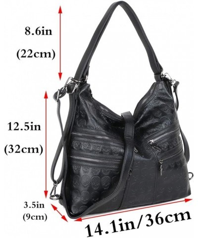 Women Printing Handbag Purse for Women Ladies Punk Hobo Tote Satchels Large Capacity Shoulder Crossbody Bag Black Black $37.1...