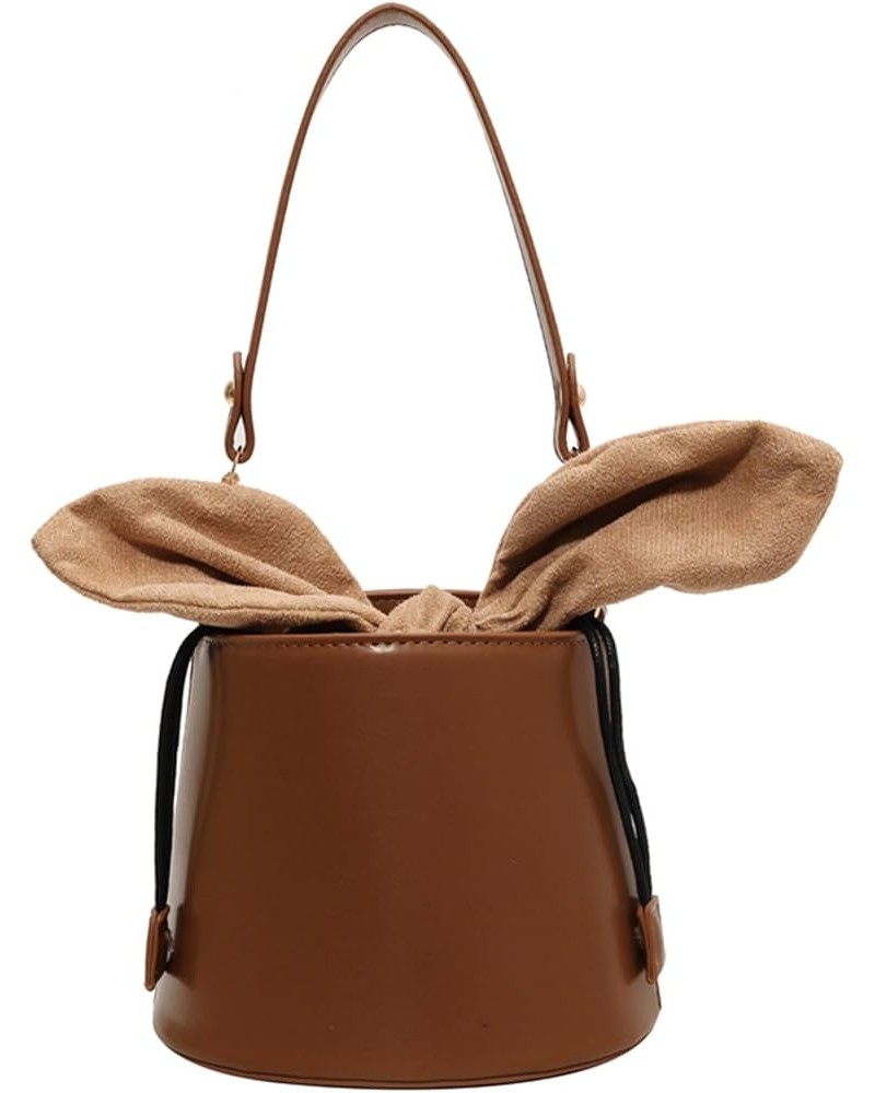 Bucket Bag for Women Small Vegan Leather Drawstring Shoulder Handbags Hobo Crossbody Bag with 2 Detachable Straps Brown $14.3...