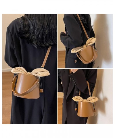 Bucket Bag for Women Small Vegan Leather Drawstring Shoulder Handbags Hobo Crossbody Bag with 2 Detachable Straps Brown $14.3...